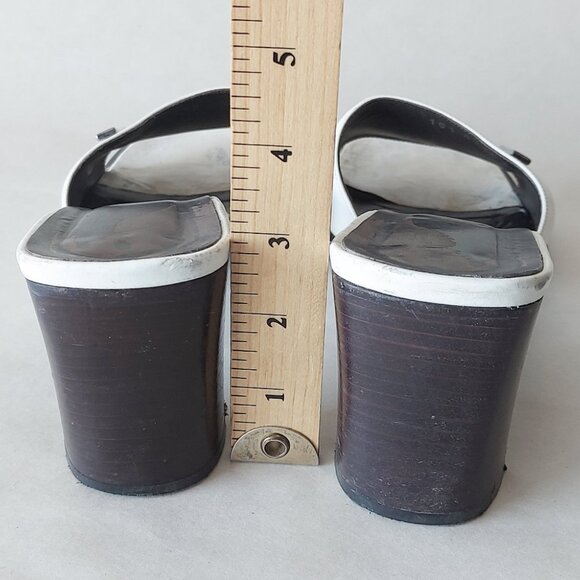 Tom Ford Era Gucci Slide Block Chunky Heel White Leather Comfy Mules Sandals - Picture 10 of 16